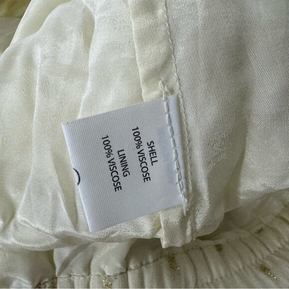 TRYB skirt boho fringe cream white gold polka dotted tassel luxury beachy vibe - Picture 10 of 11